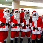 Santas wait for Elf Louise packages