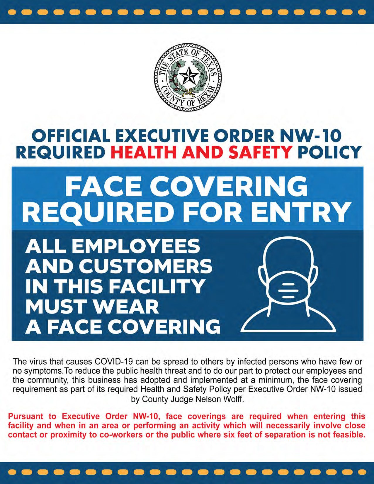 Bexar Co Employer Poster Exec Order NW-10